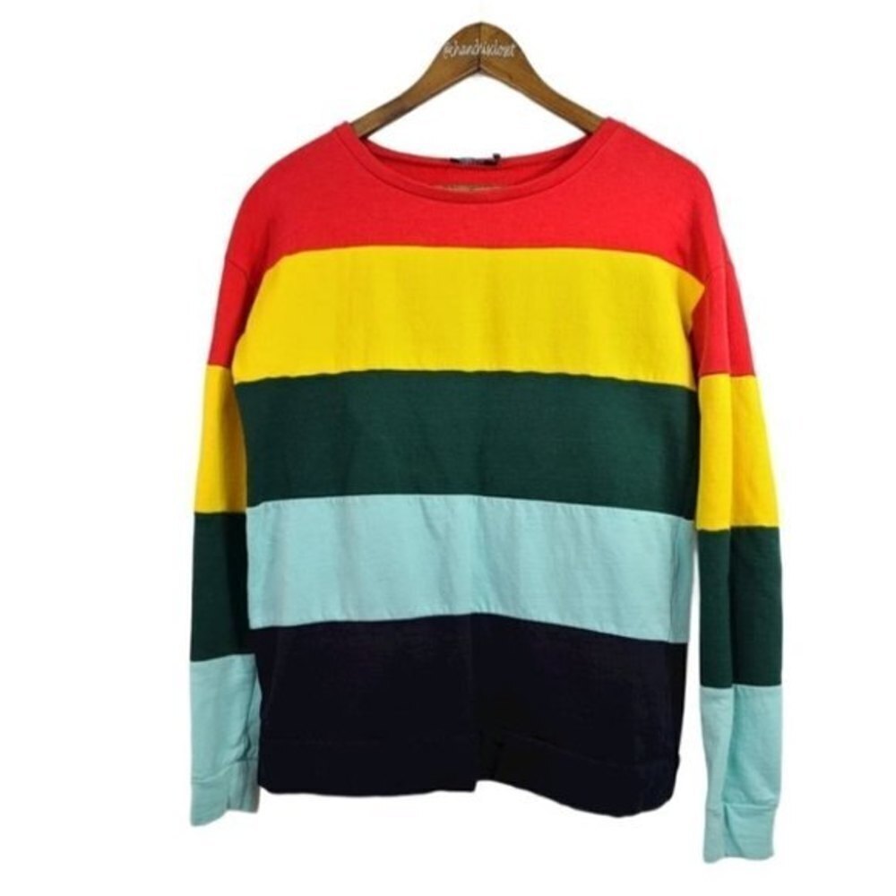Nasty Gal Y2K Color Block Striped Sweater 4 Red Yellow Green Blue